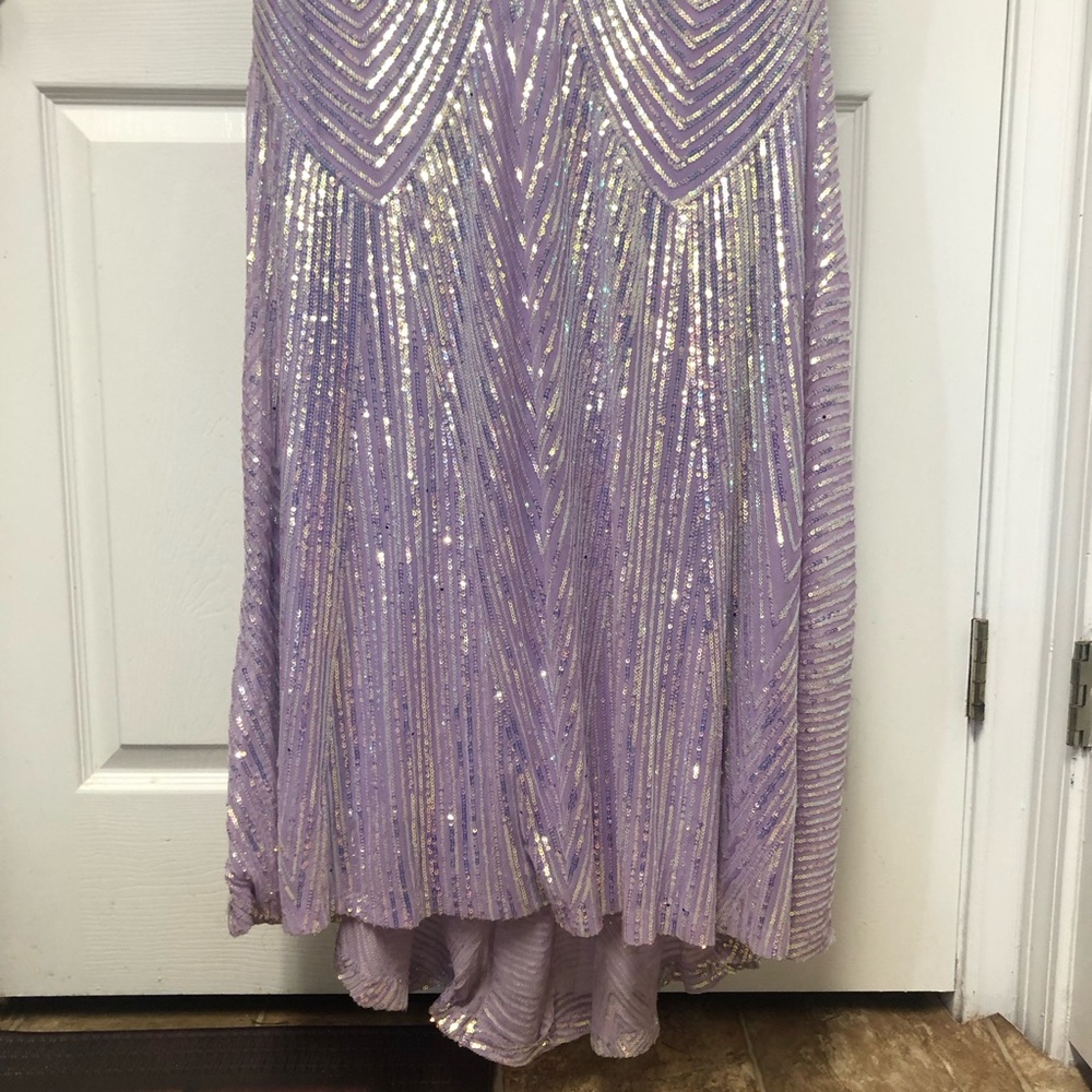 B. Darlin Elegant Purple Mermaid/Trumpet Sequin Gown - Picture 4 of 16